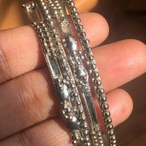 Vintage Silver Textured Indian Bangle Set